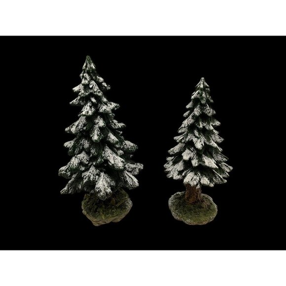 Dept 56 Village Vintage Snowy Scotch Pines Set of 2 Christmas Decor - Picture 2 of 14
